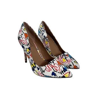 Rouge Helium Hibiscus Size 7 graphic Print Pointed Toe Pumps.  4 inch heels
